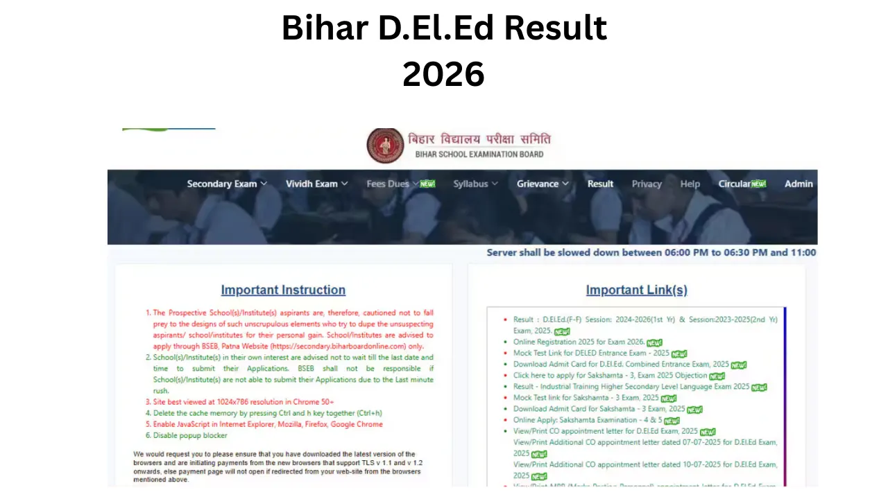 Bihar D.El.Ed Result