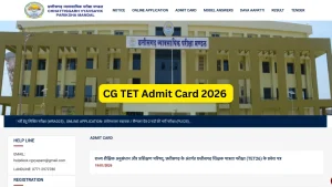 CG TET Admit Card 2026 Released: Download Hall Ticket