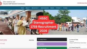 HSSC Stenographer 1759 Recruitment 2026 Notification-Eligibility & Exam Details