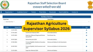 Rajasthan Agriculture Supervisor Syllabus 2026: Exam Pattern & Subject-Wise Topics